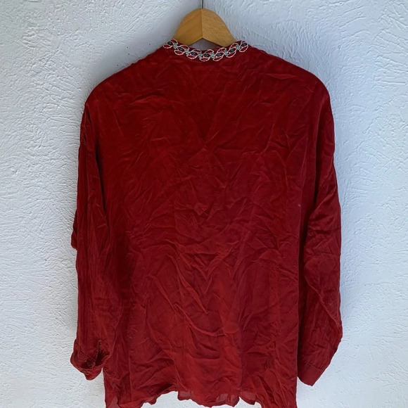 Johnny Was Gemstone Embroidered Red Blouse Sz Small - Picture 4 of 6